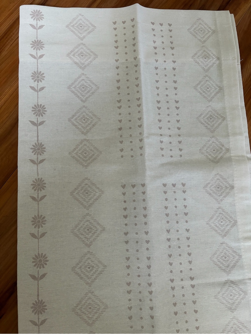 Neutral Floral & Heart Pattern curtains